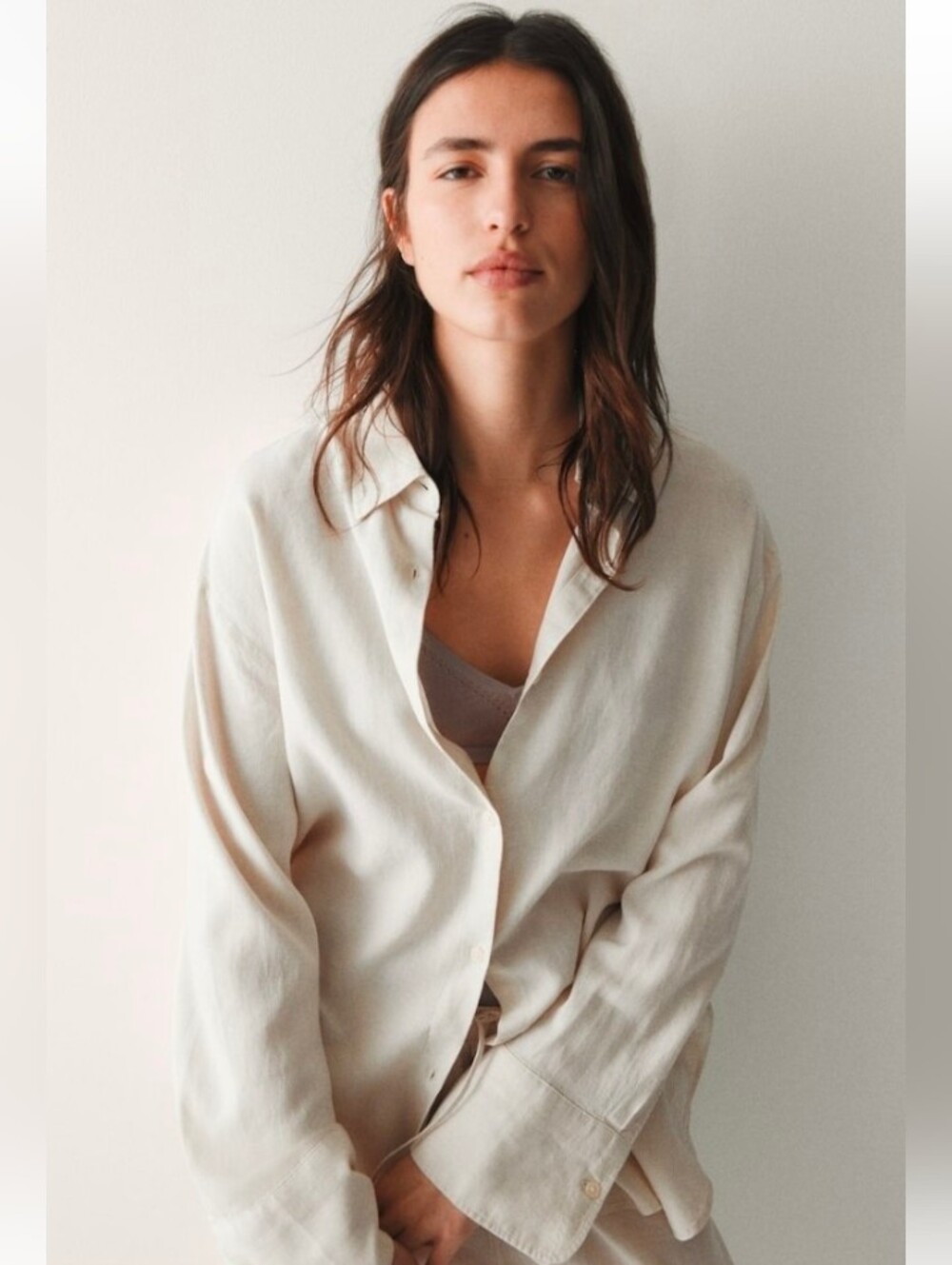 OVERSIZED LINEN-BLEND SHIRT